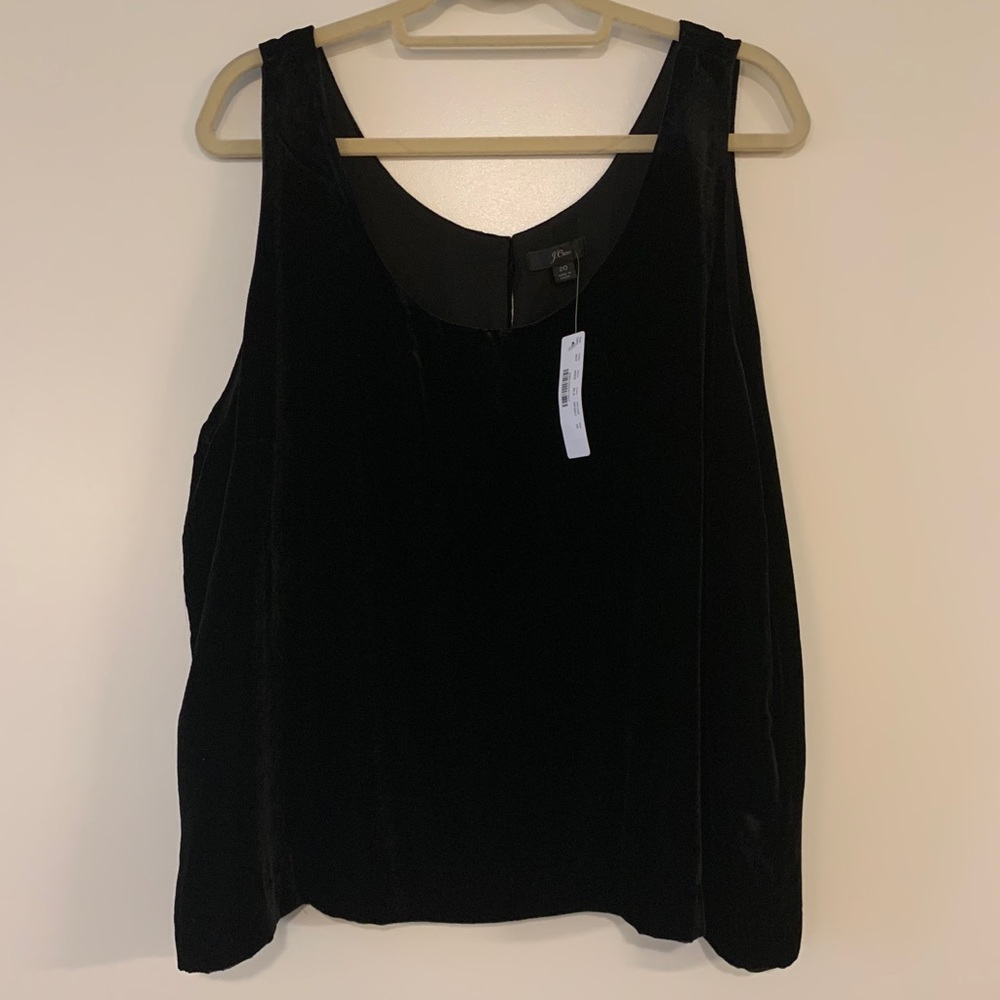 NWT! J. Crew Black Velvet Tank, size 20.